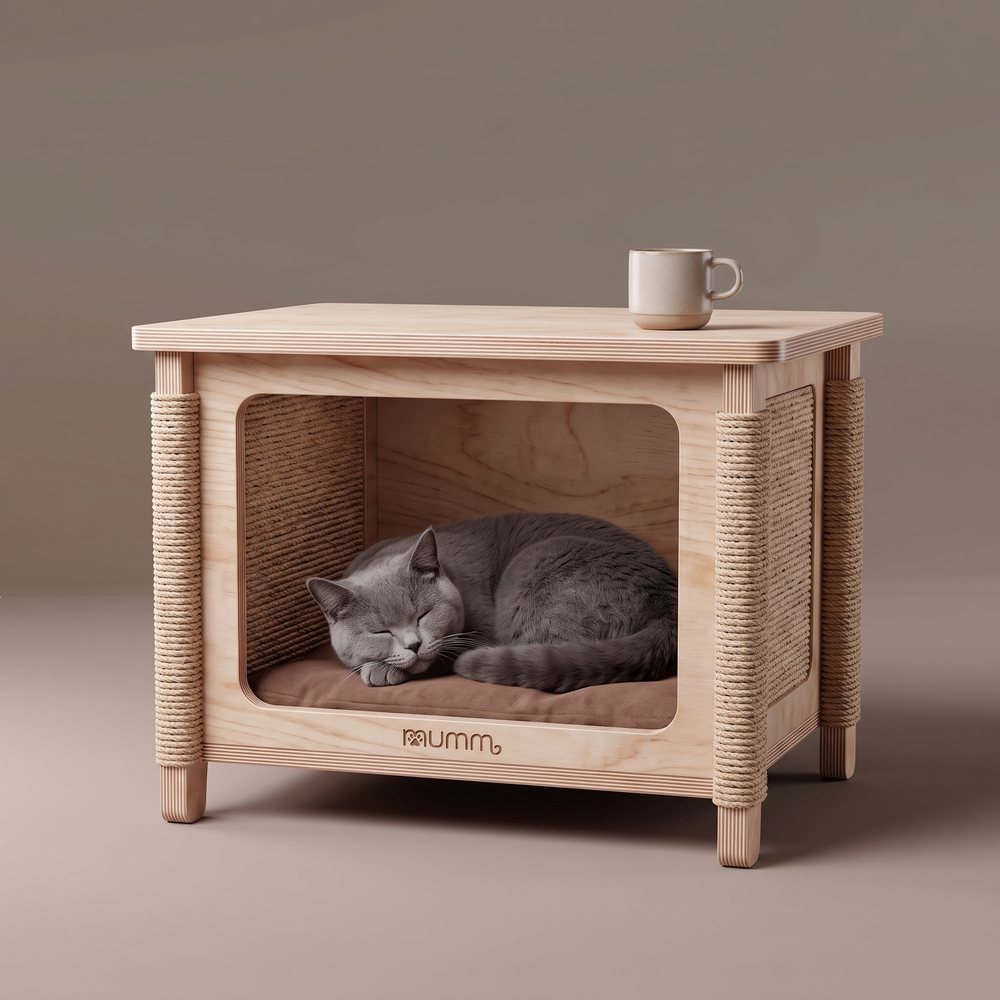 Bo Table, kedi içinde uyurken