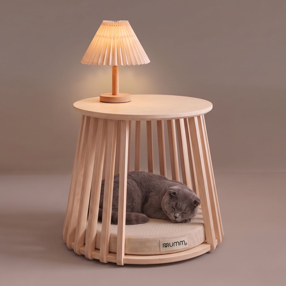 Lys Table, kedi içinde uyurken