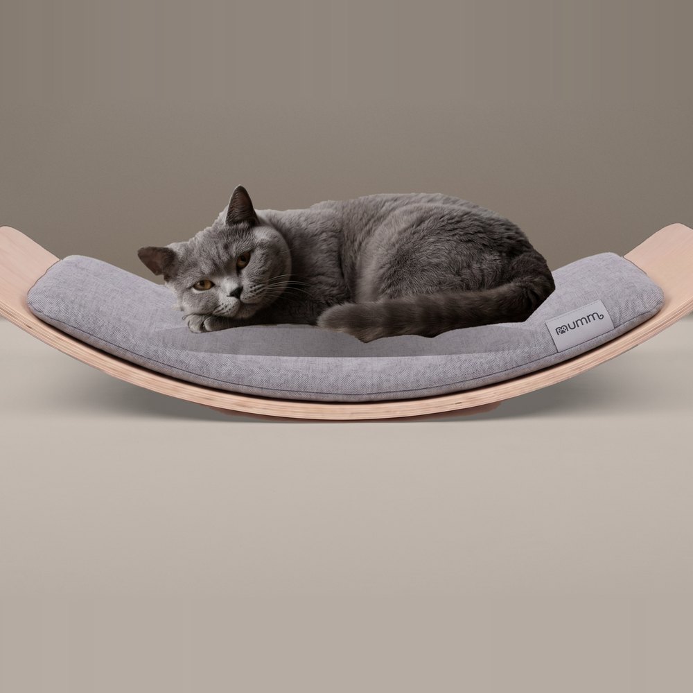 Vagga Board, gri keten, kedi üstünde